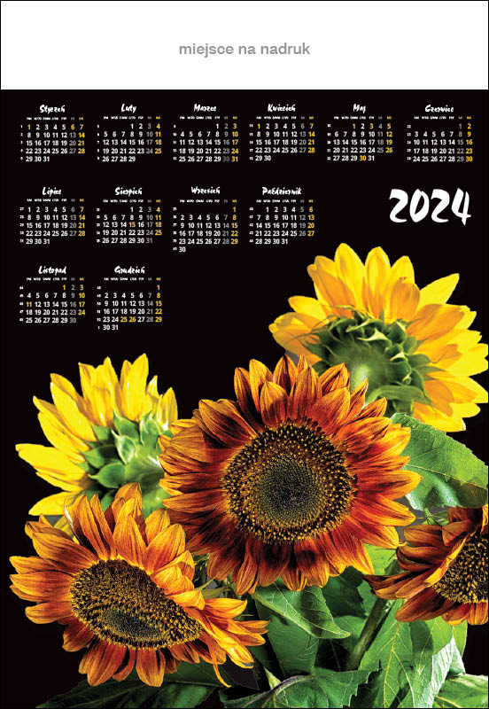 Kalendarz planszowy na ścianę słoneczniki